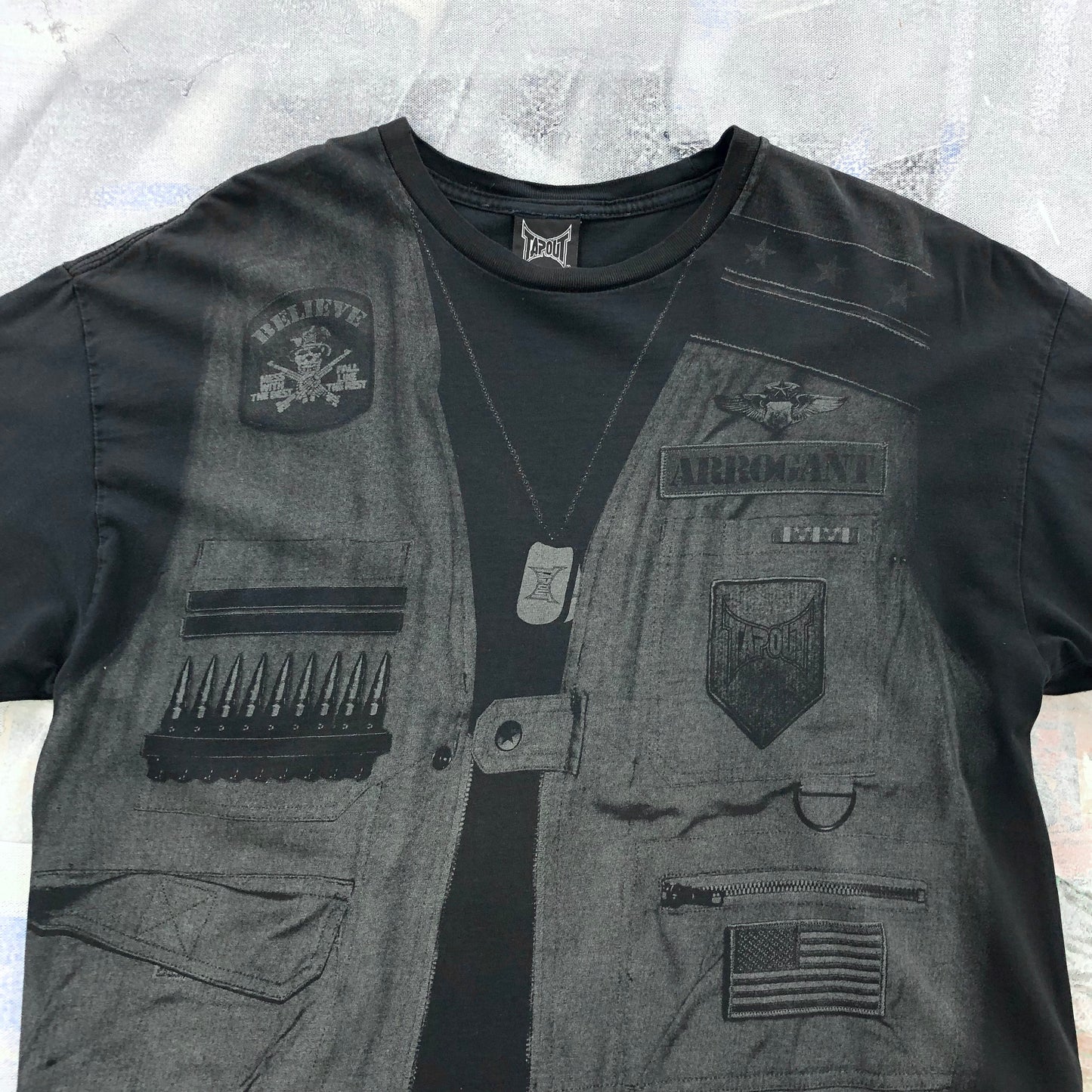Vintage Y2K MMA Tapout Military Vest T Shirt L