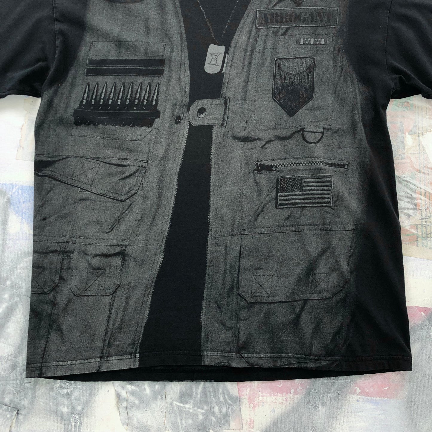 Vintage Y2K MMA Tapout Military Vest T Shirt L