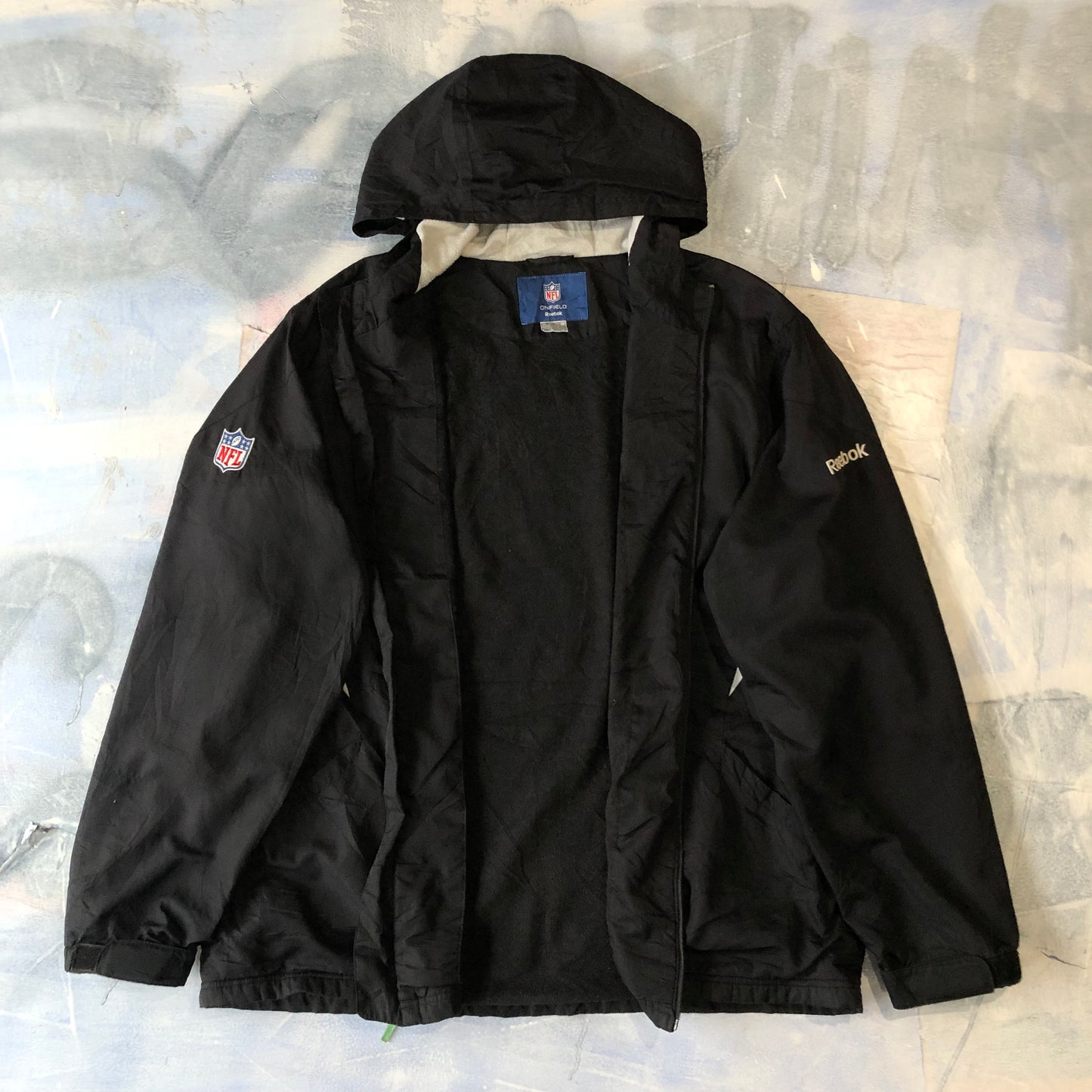 Reebok NFL Oakland Raiders On Field Fleece Lined Hooded Zip Jacket XL