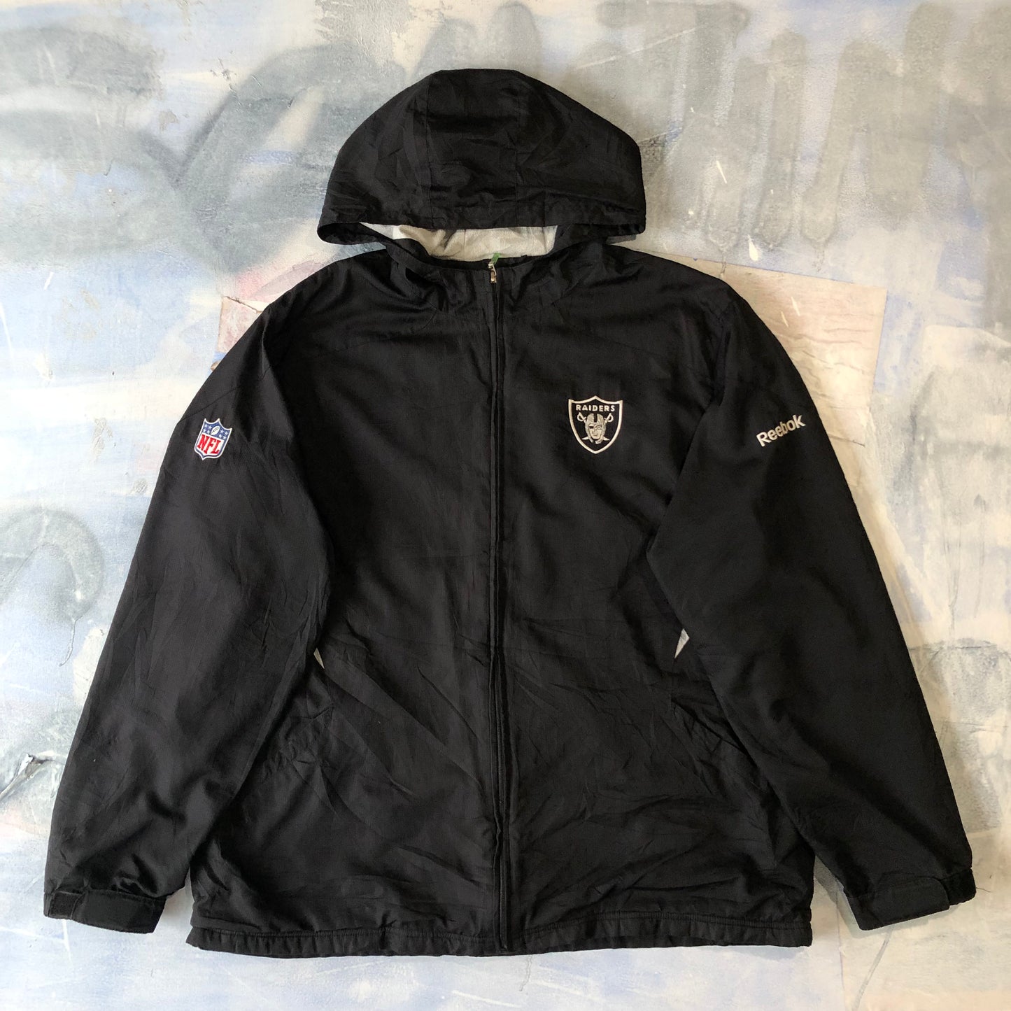 Reebok NFL Oakland Raiders On Field Fleece Lined Hooded Zip Jacket XL