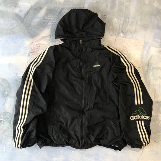 Vintage 90s Adidas Hooded Puffer Zip Jacket XL