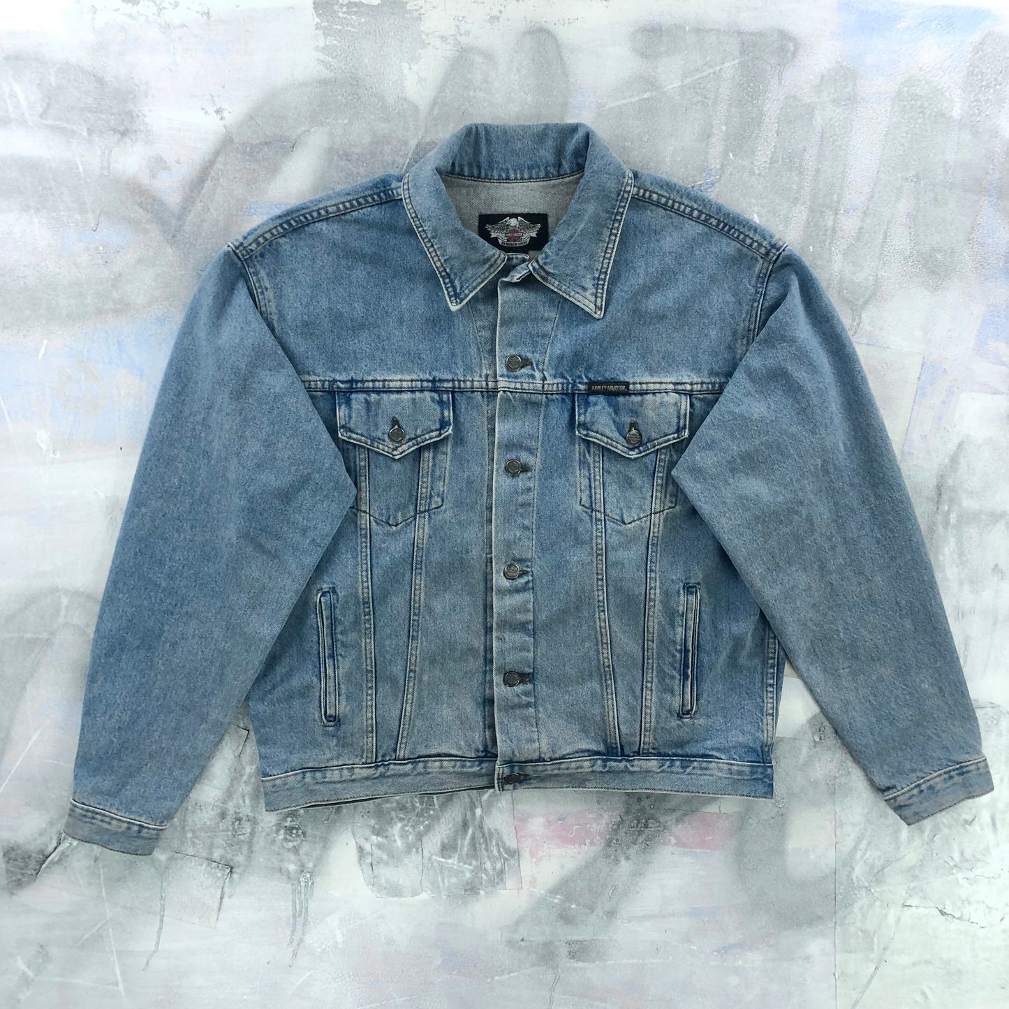 Vintage Harley Davidson Motorcycles Denim Button Jacket L