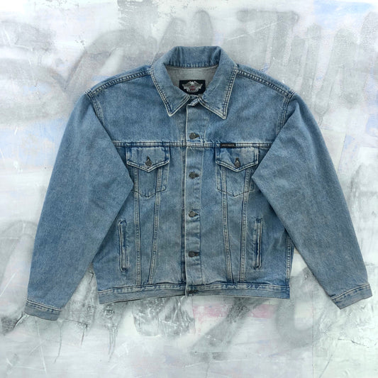 Vintage Harley Davidson Motorcycles Denim Button Jacket L
