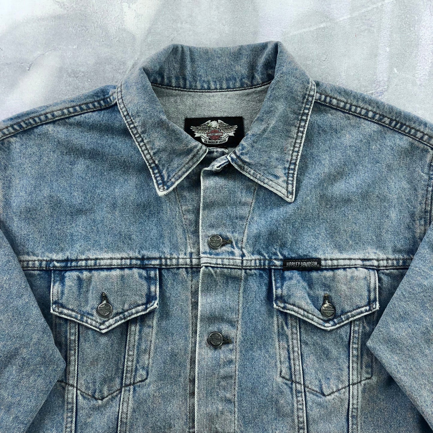 Vintage Harley Davidson Motorcycles Denim Button Jacket L