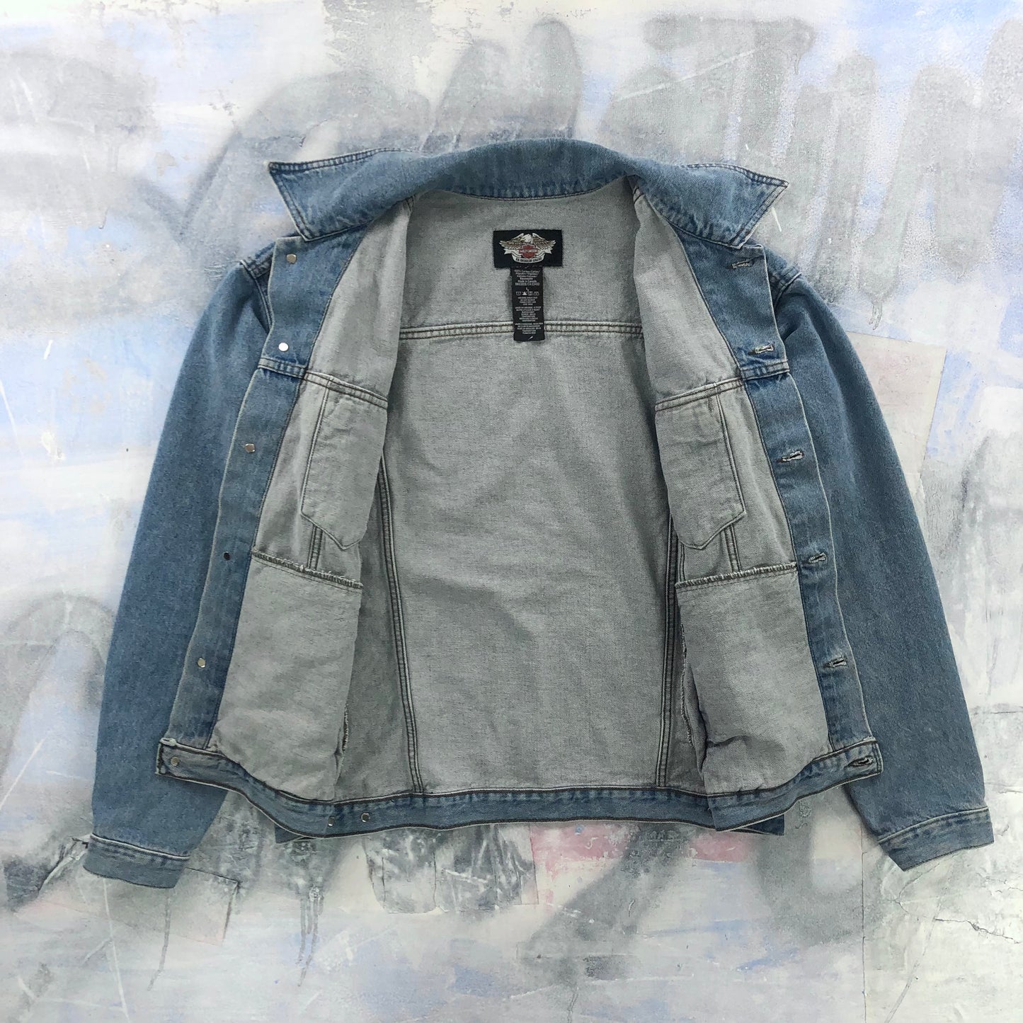 Vintage Harley Davidson Motorcycles Denim Button Jacket L