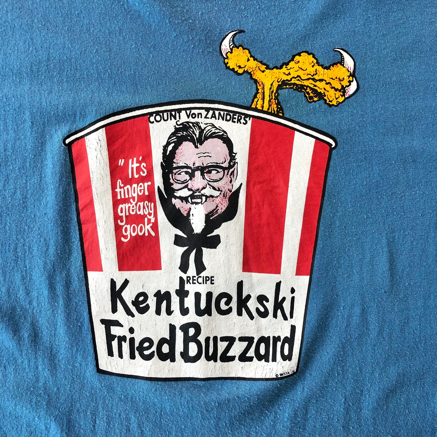 Vintage USA 70s Count Von Zanders Recipe Kentuckski Fried Buzzard Single Stitch T Shirt XL