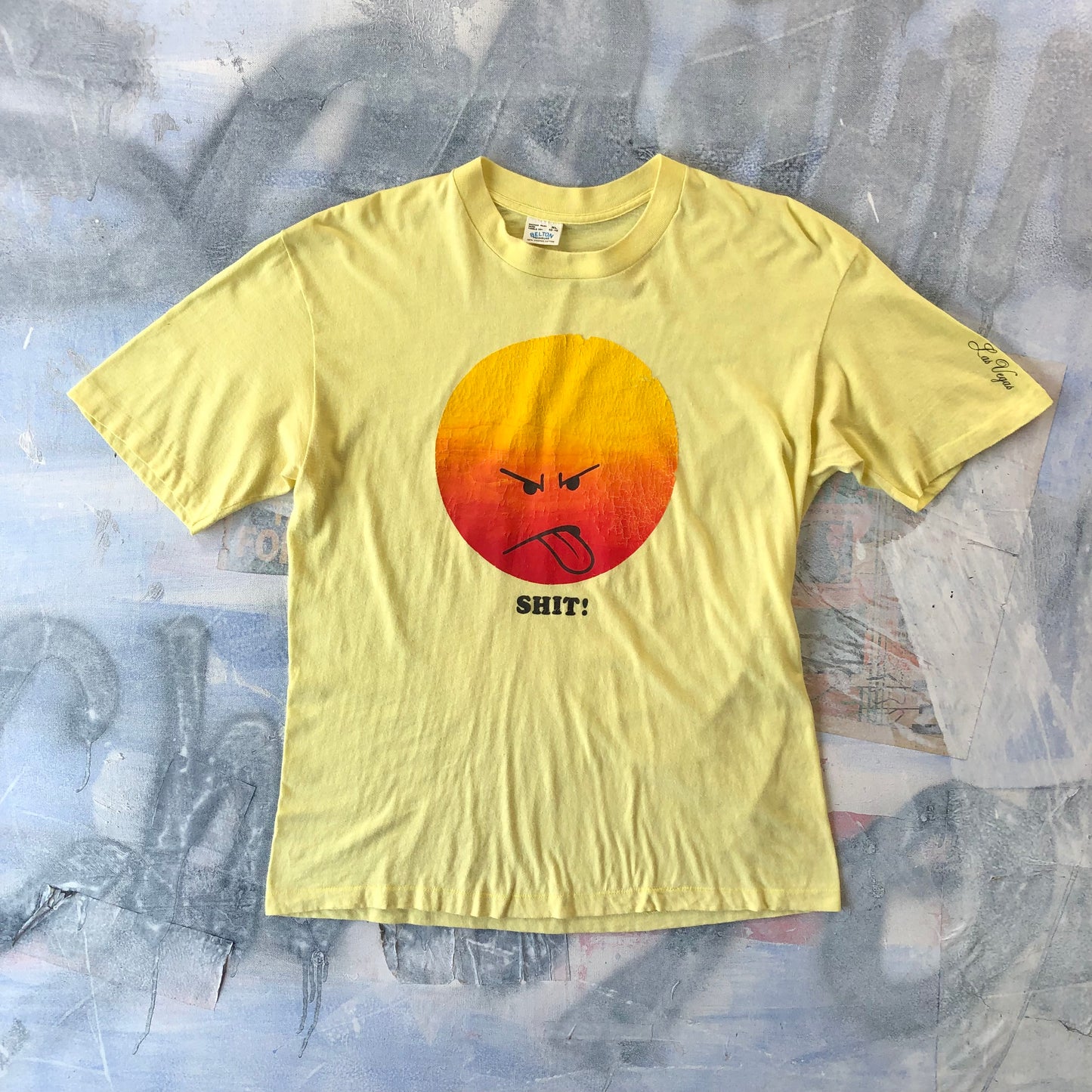 Vintage USA 70s Las Vegas Sun Heat Wave Face Shit T Shirt XL