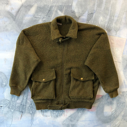 Vintage USA 50s Military Aviator Wool Bomber Zip Jacket L