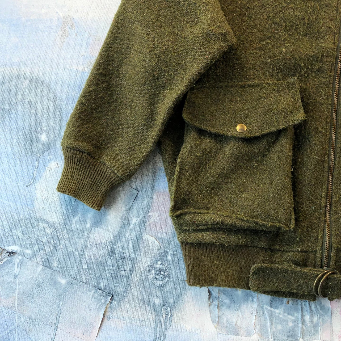 Vintage USA 50s Military Aviator Wool Bomber Zip Jacket L