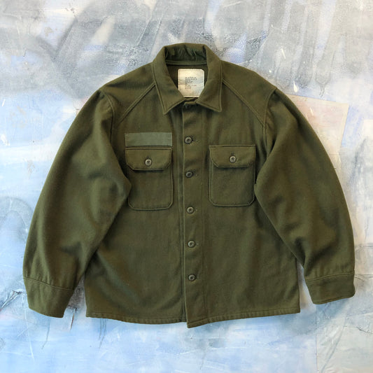 Vintage USA 80s Military 108 Flannel Wool Fleece Button Shirt L