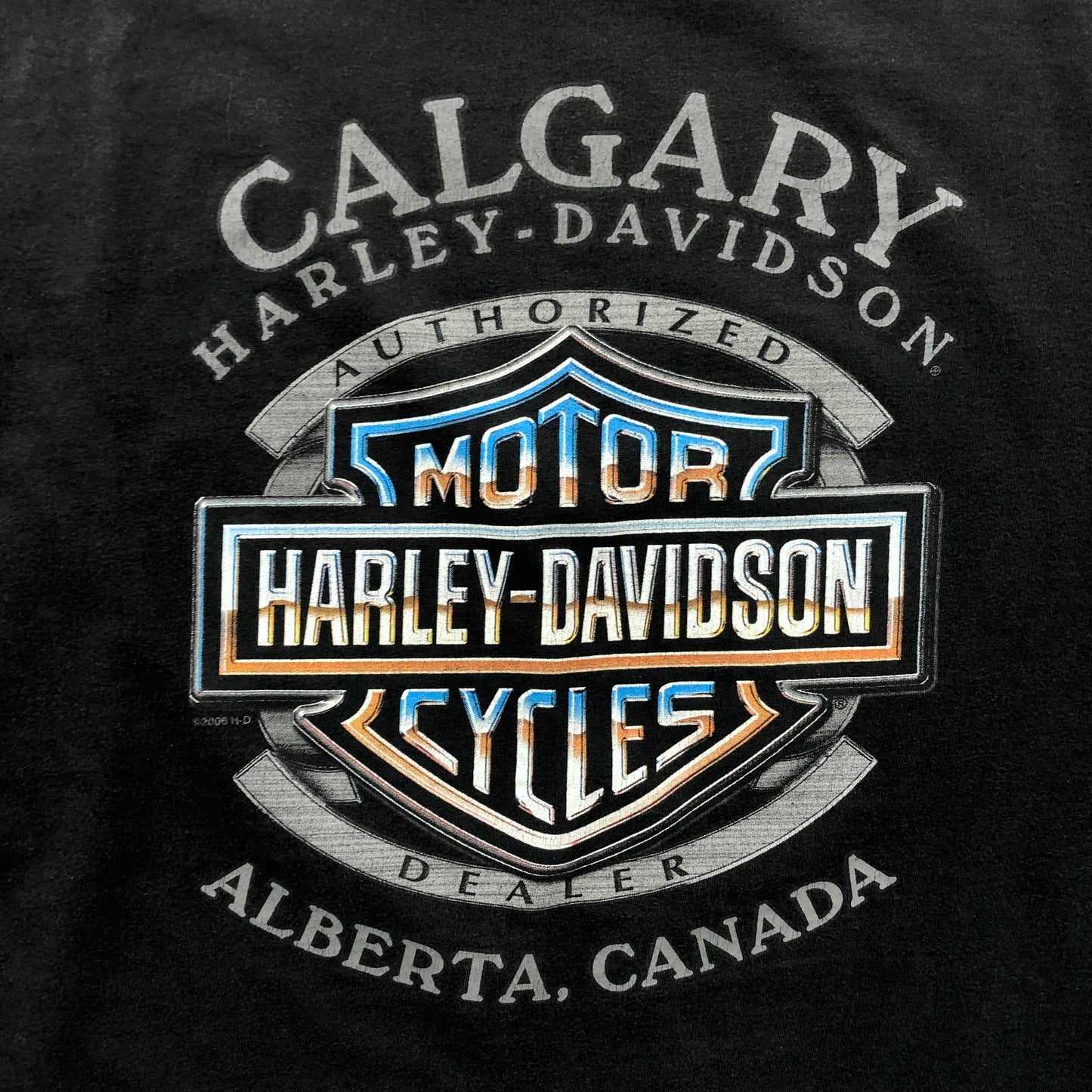 Vintage Harley Davidson Motorcycles Flames Emblem Calgary Alberta T Shirt XL