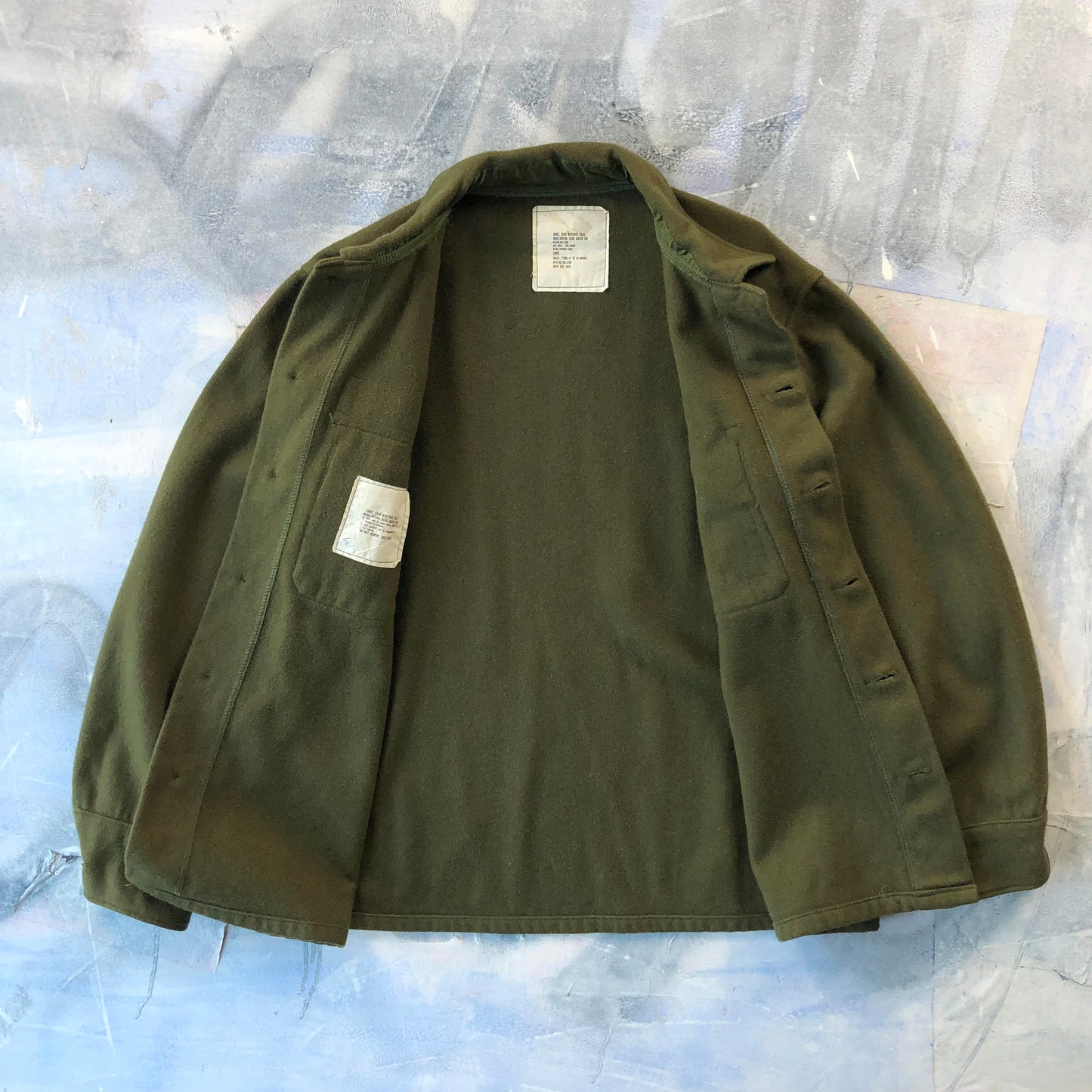 Vintage USA 80s Military 108 Flannel Wool Fleece Button Shirt L