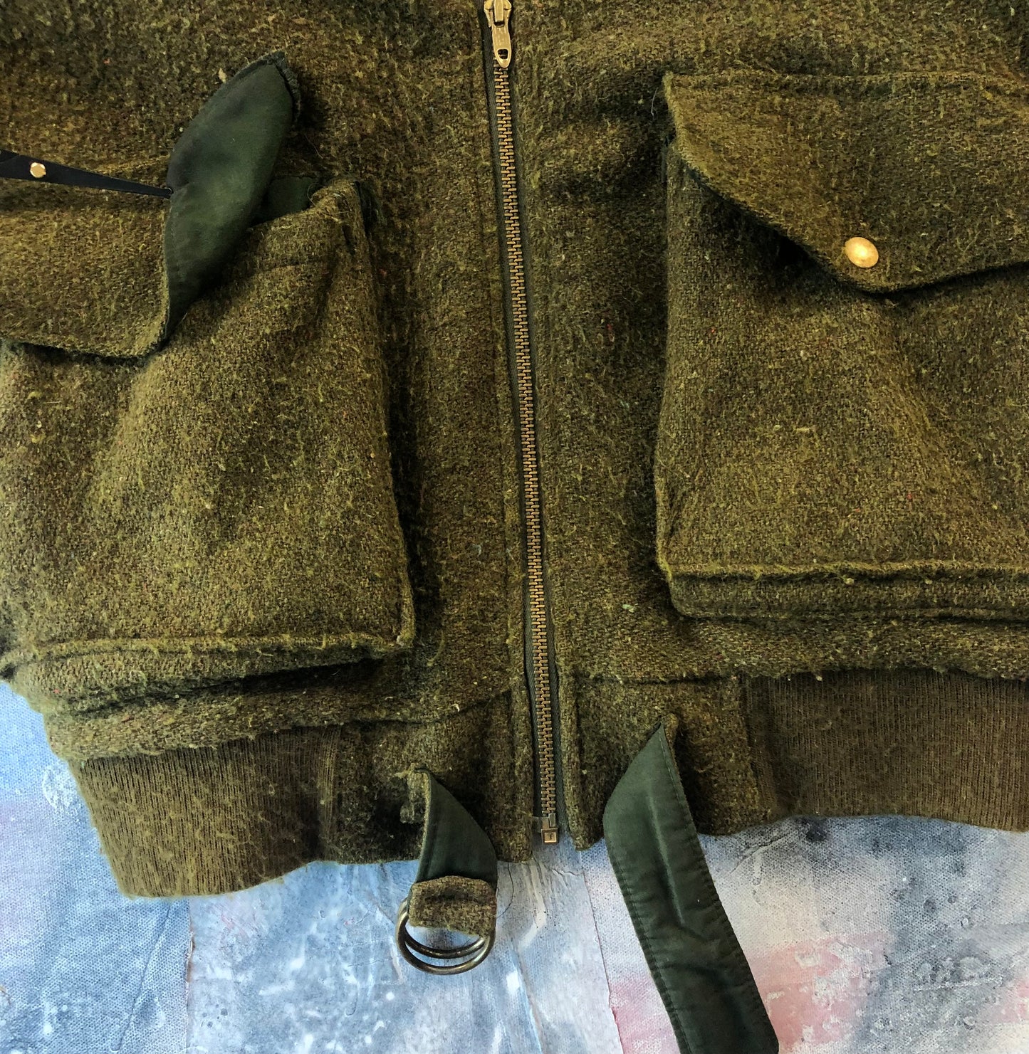 Vintage USA 50s Military Aviator Wool Bomber Zip Jacket L