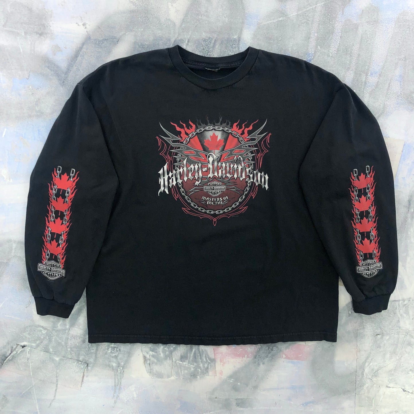Vintage Harley Davidson Motorcycles Masters Of Metal Fort McMurray Alberta T Shirt XL