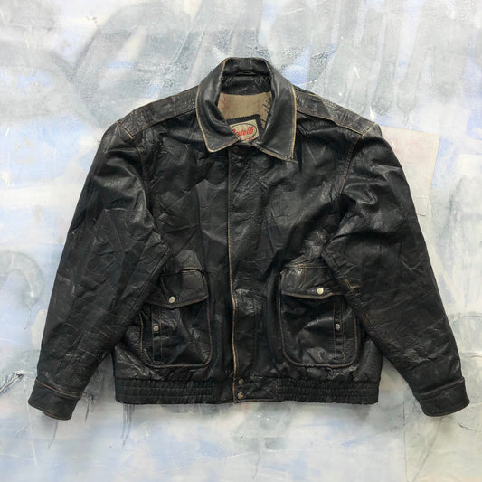 Vintage USA Route 66 Aviator Leather Zip Jacket XL