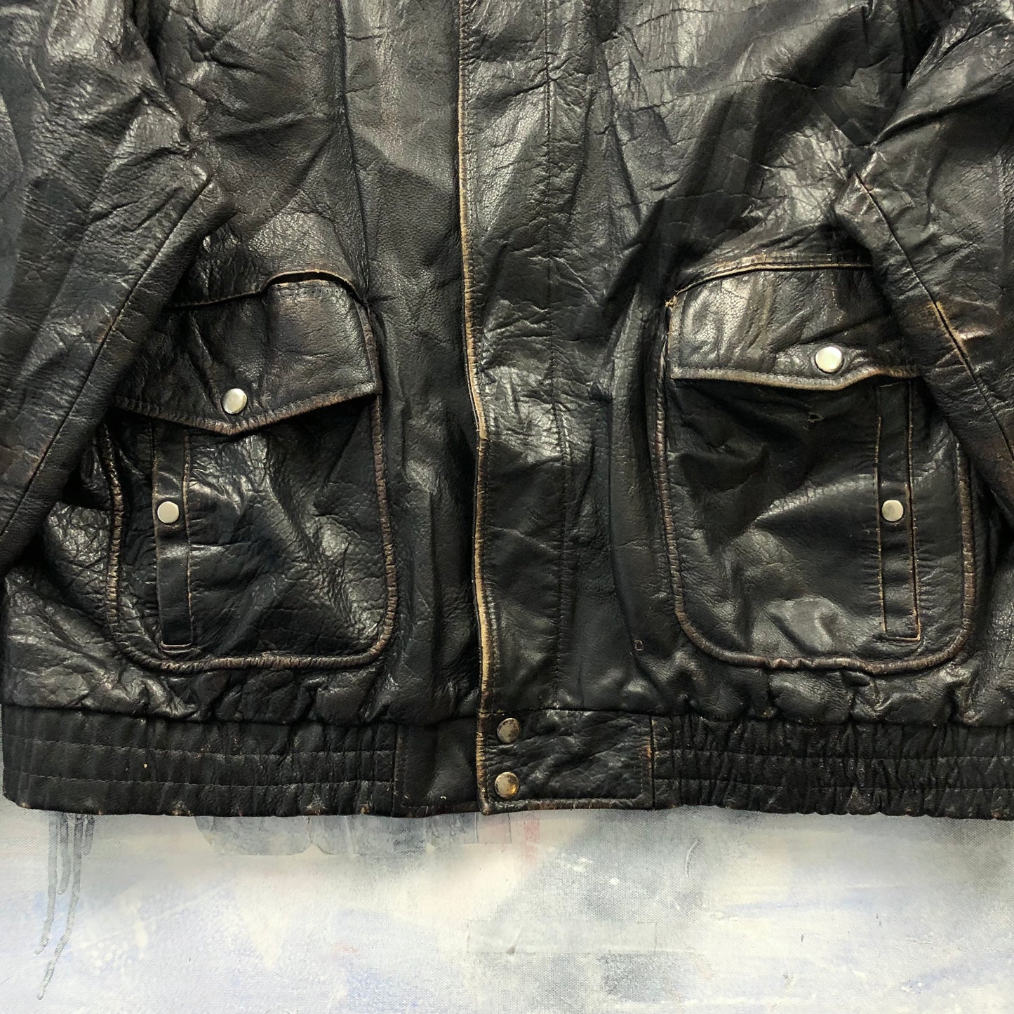 Vintage USA Route 66 Aviator Leather Zip Jacket XL