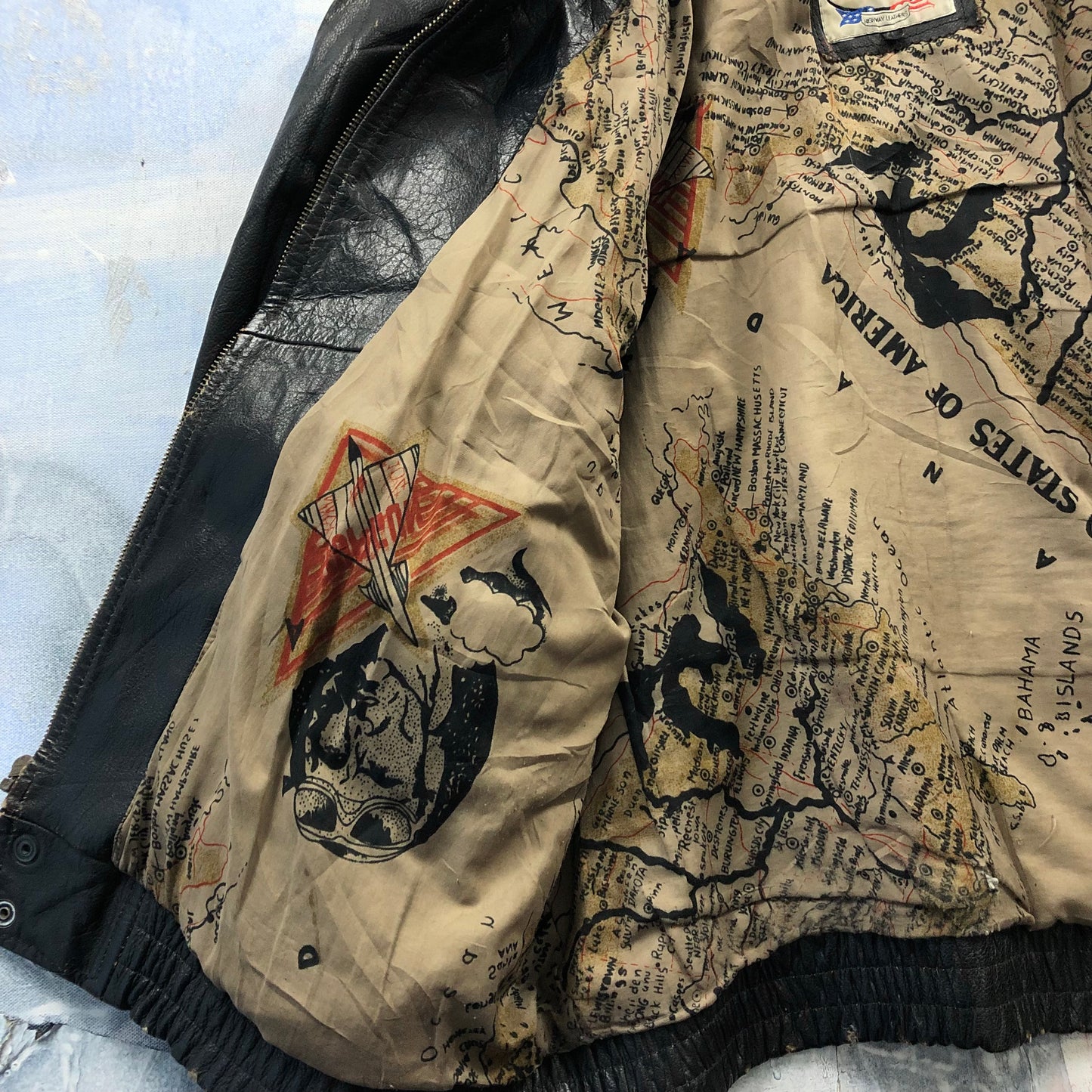 Vintage USA Route 66 Aviator Leather Zip Jacket XL