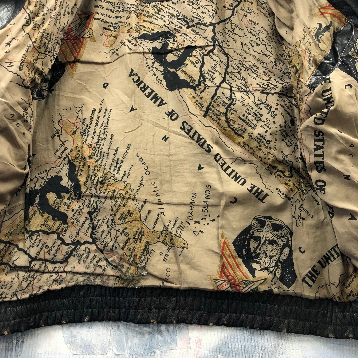 Vintage USA Route 66 Aviator Leather Zip Jacket XL