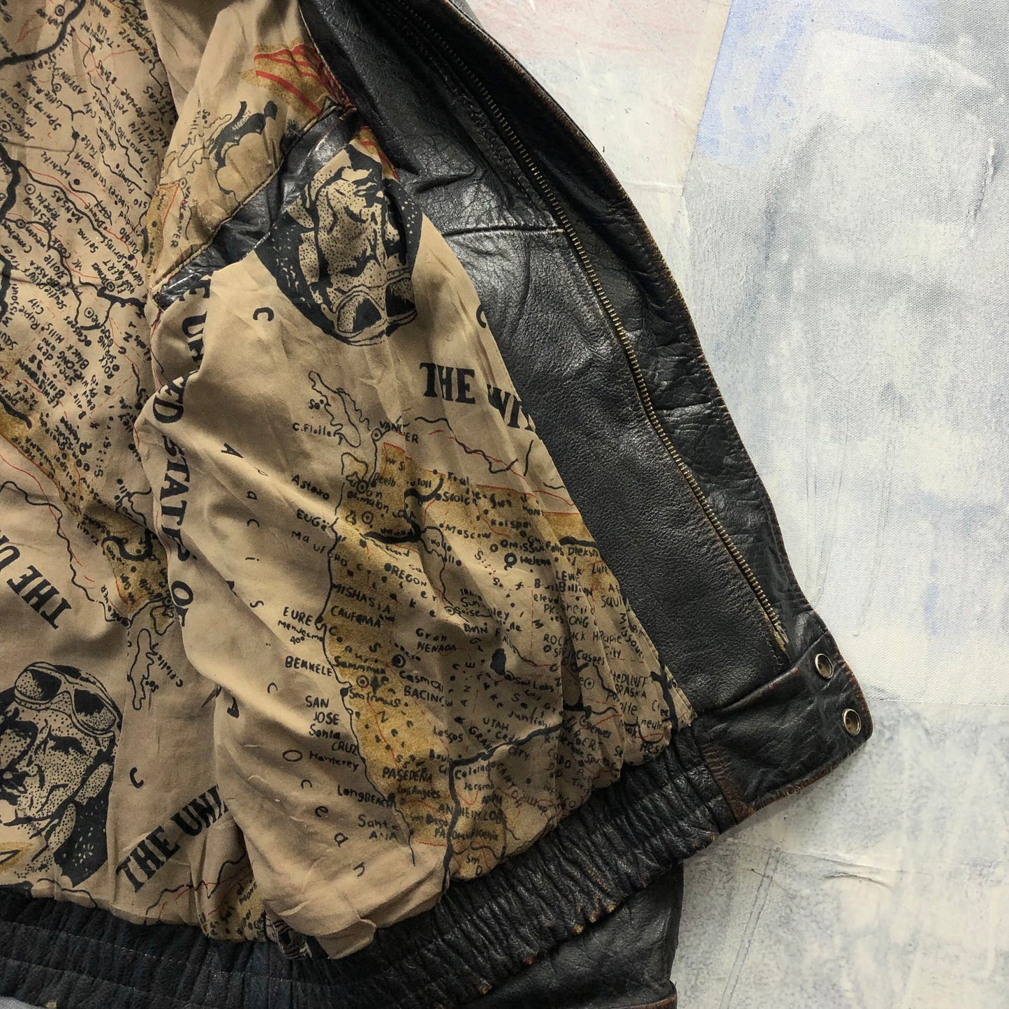 Vintage USA Route 66 Aviator Leather Zip Jacket XL