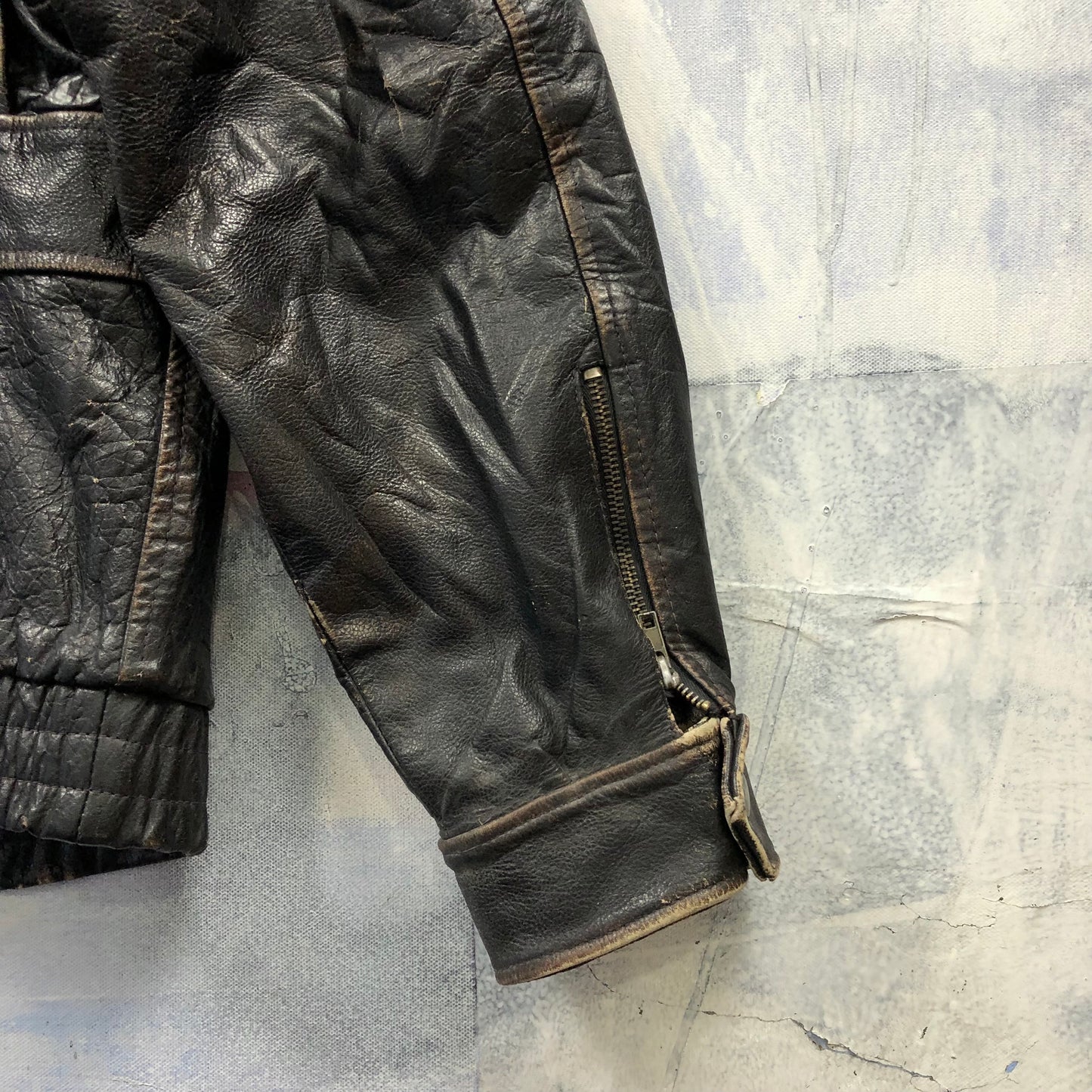 Vintage USA Route 66 Aviator Leather Zip Jacket XL