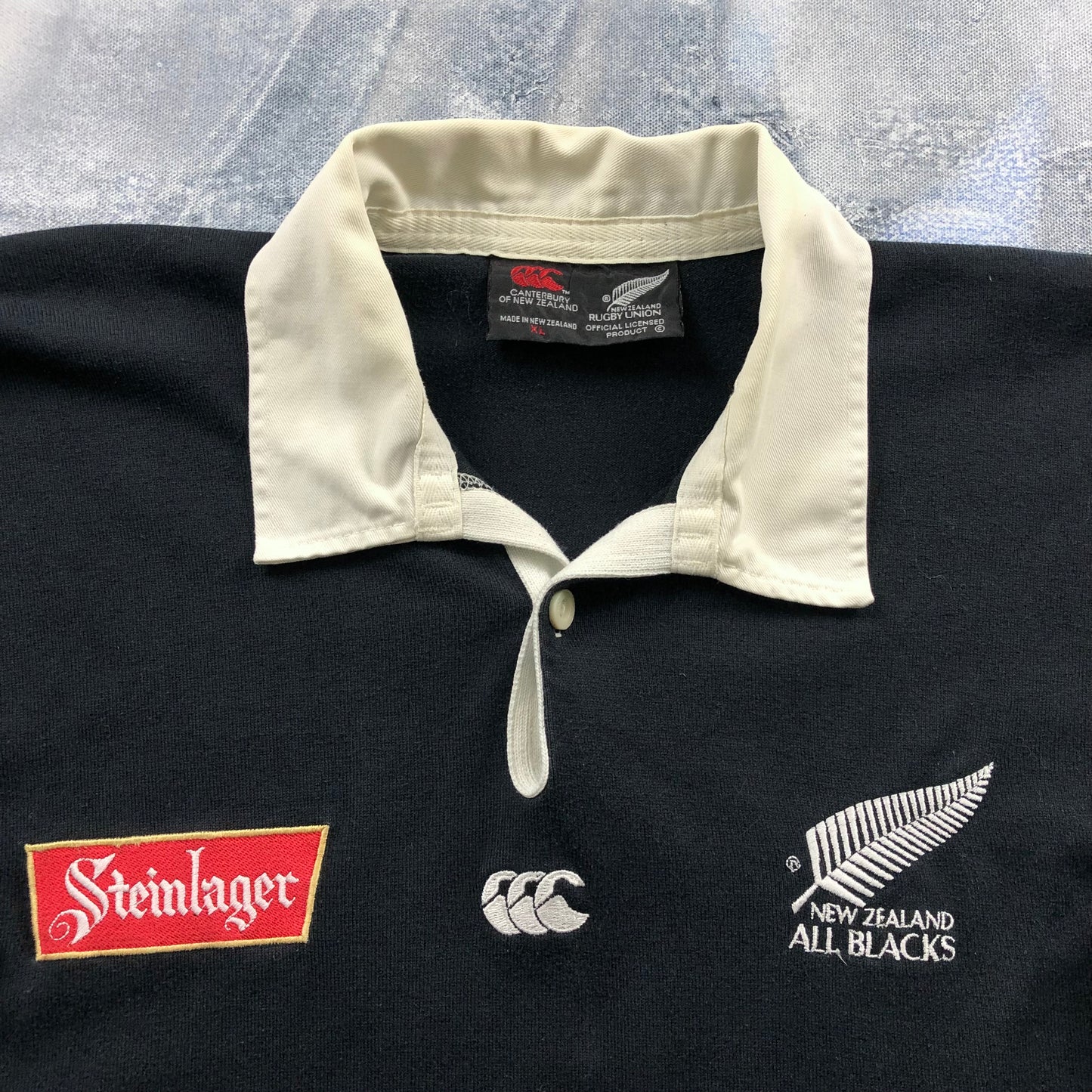 Vintage 90s New Zealand All Blacks Rugby Union Polo Long Sleeve Shirt XL