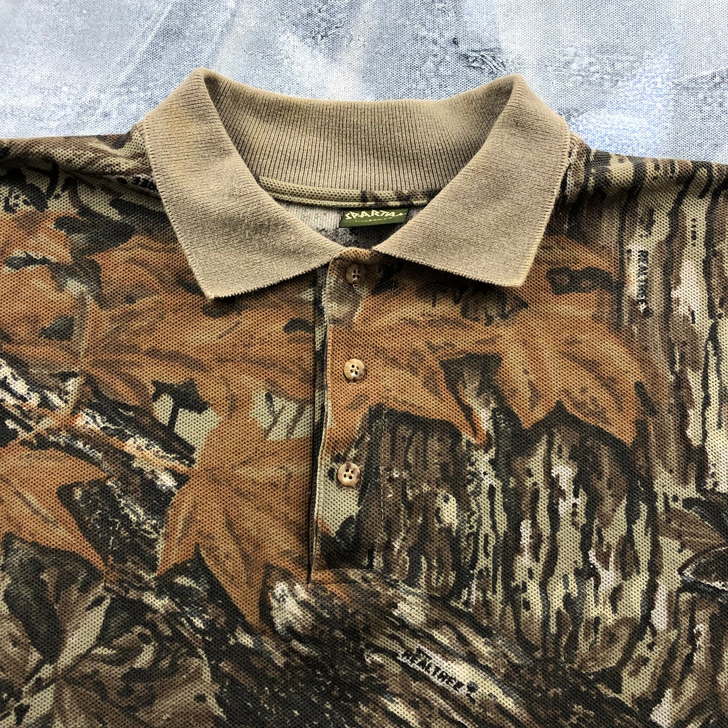 Vintage USA Spartan Real Tree Long Sleeve Heavyweight Polo Shirt XXL