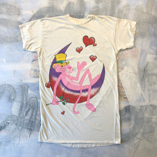 Vintage 90s Pink Panther Moon Hearts Rose Long Sleepwear Shirt