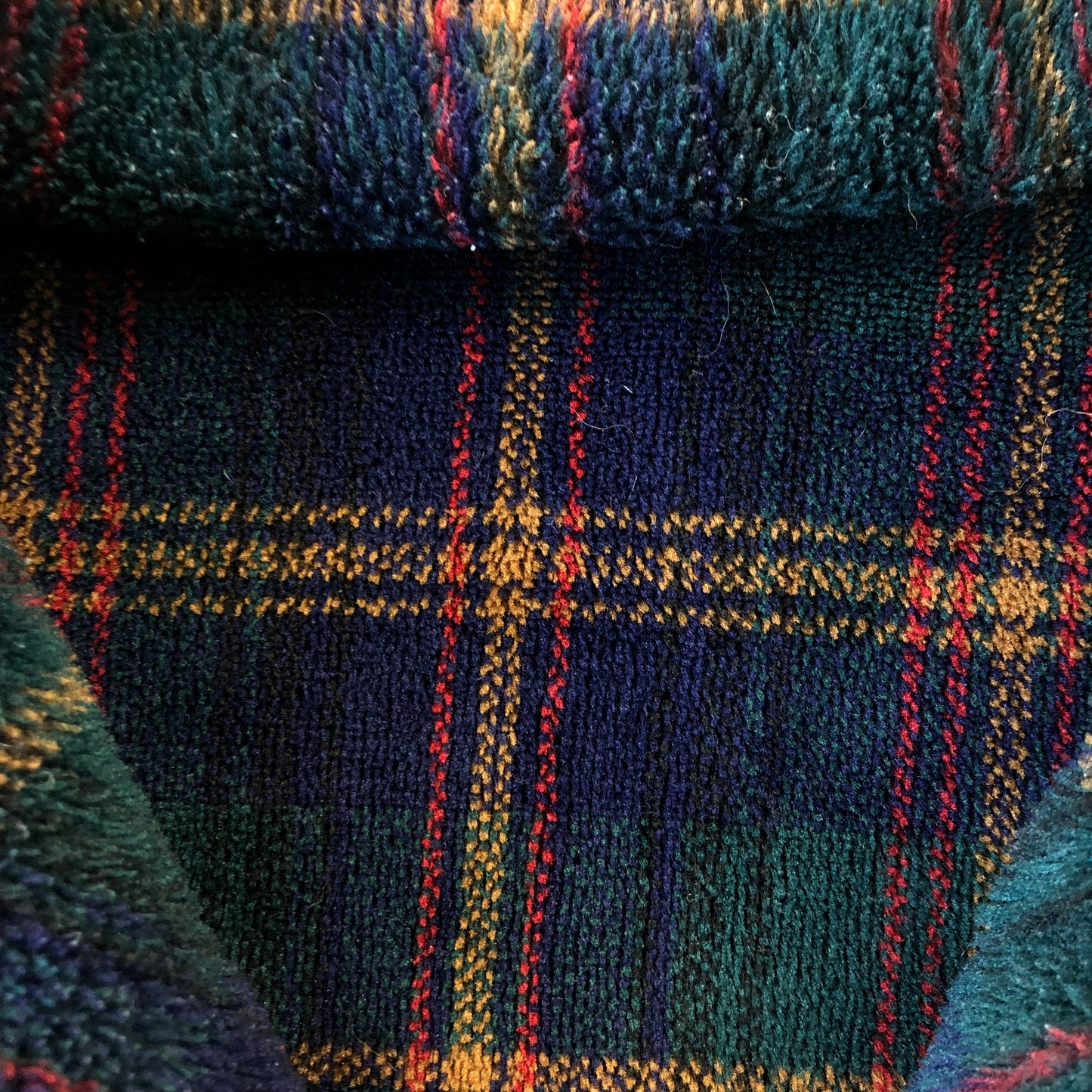 Vintage Plaid Quarter Zip Fleece Sweatshirt L