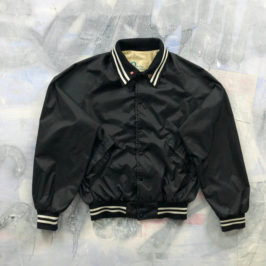 Vintage Alberta Canada Flying Eagle Blanket Lined Satin Bomber Button Jacket L