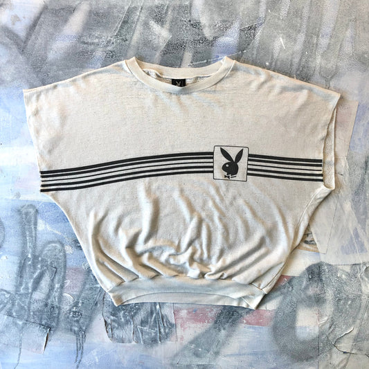 Vintage Playboy Striped Boxy Sleeveless Shirt L