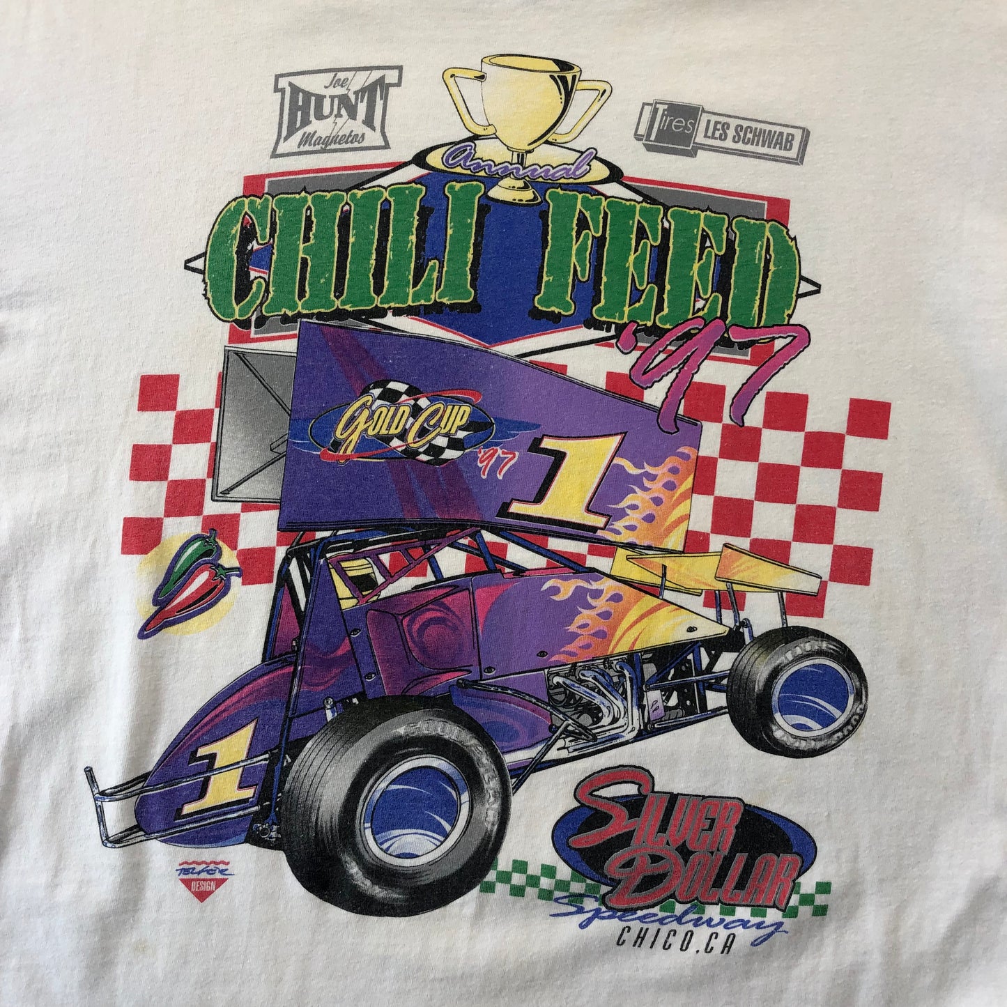 Original Chili Feed Sprint Car Racing 97 Retro T Shirt XL